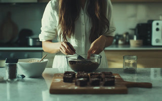 "Femme Européenne Préparant Brownies CBD"